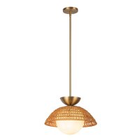 Suspension rotin verre métal Ø 37,5 cm H :...