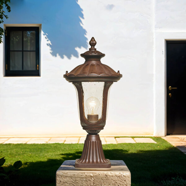 Lampe dallée RICHARD en bronze H:51cm IP44 Rustique