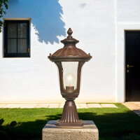 Lampe dallée RICHARD en bronze H:51cm IP44 Rustique