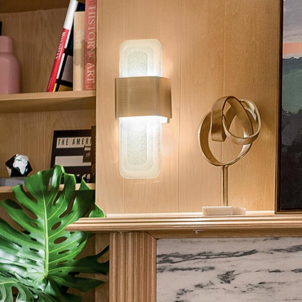 Applique LED métal verre H : 43,2 cm en laiton blanc