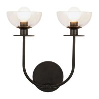 Applique murale métal verre 30,5 cm de large noir...
