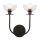 Applique murale métal verre 30,5 cm de large noir E14 2 flammes