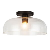 Plafonnier noir métal verre D : 30,5 cm rond E27
