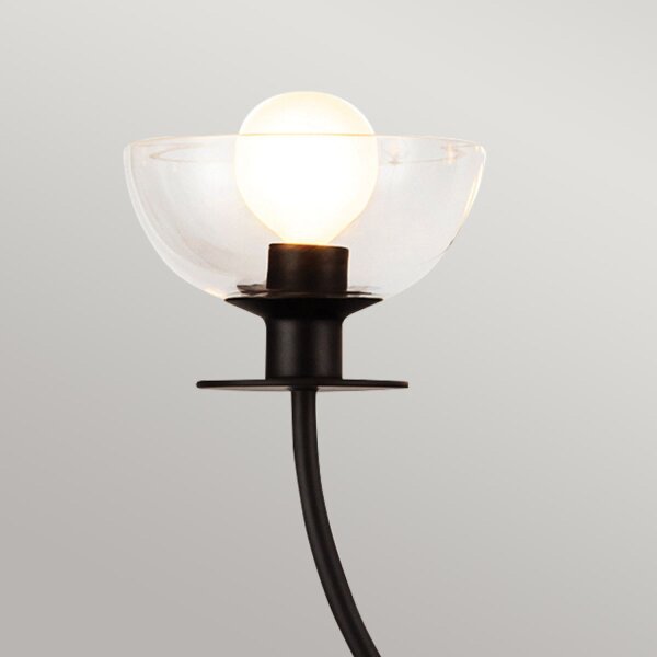Lustre noir métal verre 67,3 cm large 4x E14