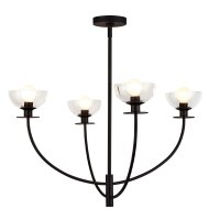 Lustre noir métal verre 67,3 cm large 4x E14