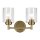 Applique métal verre 32,6 cm de large en laiton E27 2 flammes