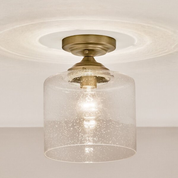 Plafonnier verre métal E27 Ø 21,6 cm en laiton petit