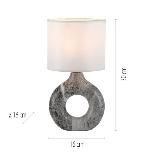Lampe de table décorative en céramique tissu 30 cm E27 anti-éblouissement