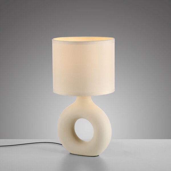 Lampe de table céramique tissu anti-éblouissement 30 cm E27 Beige