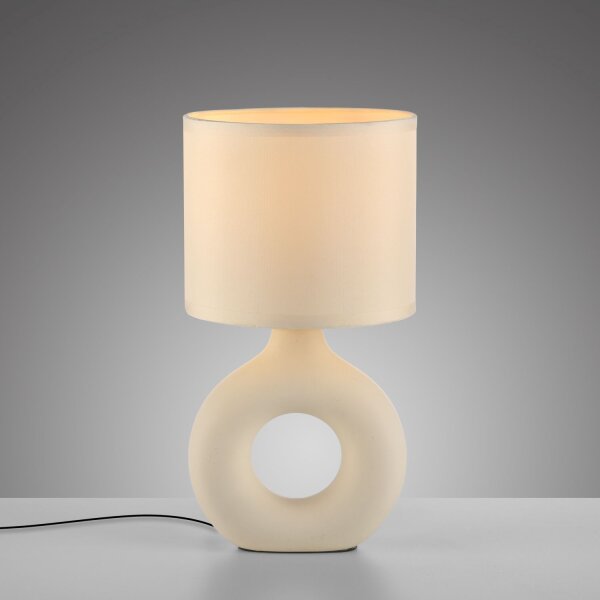 Lampe de table céramique tissu anti-éblouissement 30 cm E27 Beige