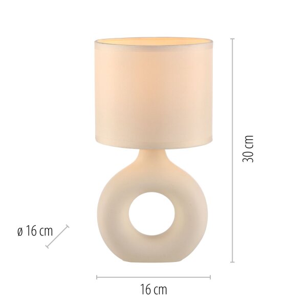 Lampe de table céramique tissu anti-éblouissement 30 cm E27 Beige