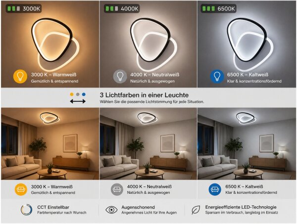 Applique LED Blanc Noir 40 W 4680 lm H:45 cm