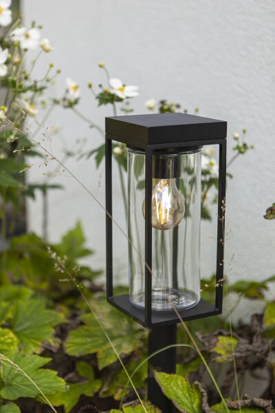 Luminaire de socle noir aluminium verre E27 incl IP44 76cm