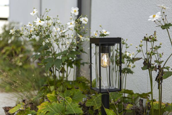 Luminaire de socle noir aluminium verre E27 incl IP44 76cm