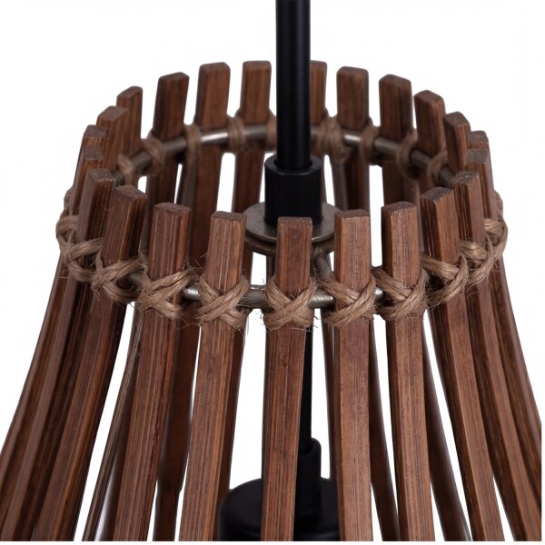 Lampe à suspendre Bambou Naturel Noir rond Ø30 cm E27 Moderne