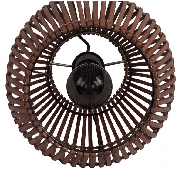 Lampe à suspendre Bambou Naturel Noir rond Ø30 cm E27 Moderne