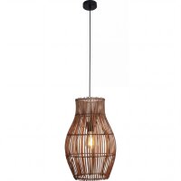 Lampe à suspendre Bambou Naturel Noir rond...