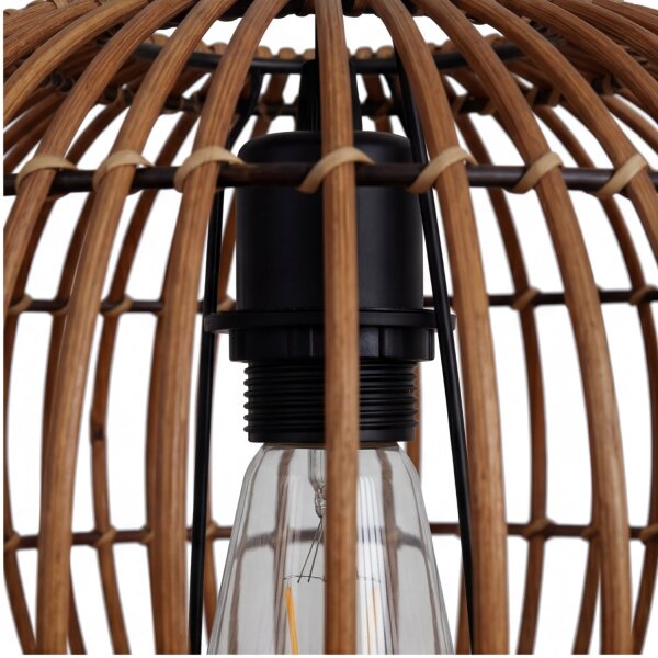 Lampe à suspendre Bambou Naturel Noir rond Ø40 cm E27 Moderne