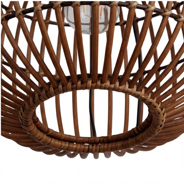 Lampe à suspendre Bambou Naturel Noir rond Ø40 cm E27 Moderne