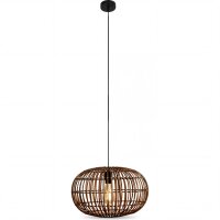 Lampe à suspendre Bambou Naturel Noir rond...