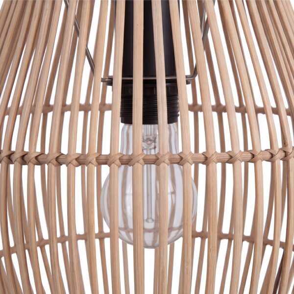 Suspension moderne en bambou naturel noir Ø30 cm E27