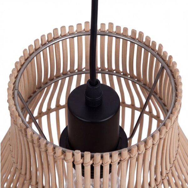 Suspension moderne en bambou naturel noir Ø30 cm E27