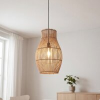 Suspension moderne en bambou naturel noir Ø30 cm E27