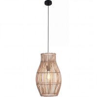 Suspension moderne en bambou naturel noir Ø30 cm E27