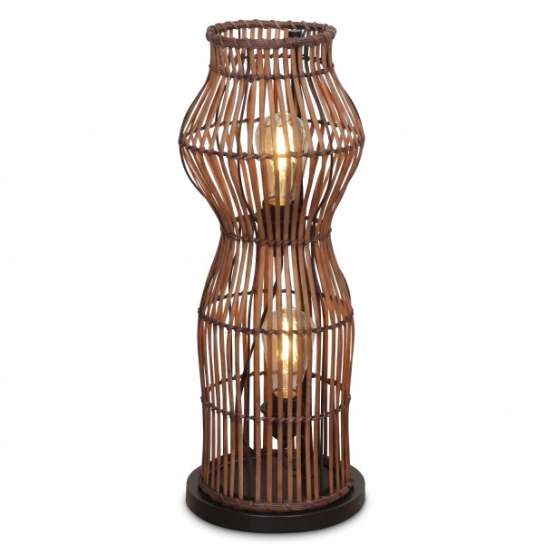 Lampadaire moderne en bambou naturel noir E27 60 cm petit
