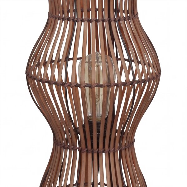 Lampadaire moderne en bambou naturel noir E27 60 cm petit