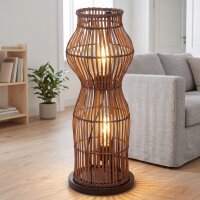 Lampadaire moderne en bambou naturel noir E27 60 cm petit
