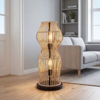 Lampadaire moderne en bambou naturel noir E27 60 cm 2-flmg