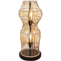 Lampadaire moderne en bambou naturel noir E27 60 cm 2-flmg