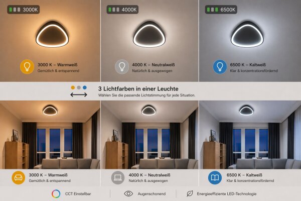 Applique LED noire 40 W dimmable 3000/4000/6500 K