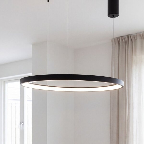 LED Lampe à suspendre noire anneau L:65 cm 3000/4000/6500 K