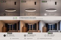 LED Lampe à suspendre noire anneau L:65 cm...