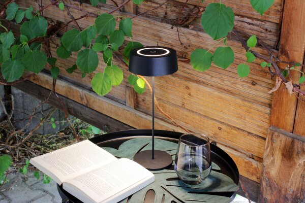Lampe de table LED rechargeable Noir Touch Dimmer USB IP54 2 W