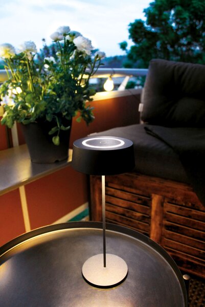 Lampe de table LED rechargeable Noir Touch Dimmer USB IP54 2 W
