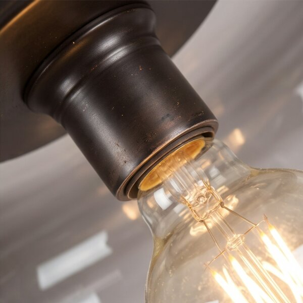 Petite lampe de plafonnier en verre fumé rond Ø 35 cm E27 anti-éblouissement
