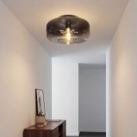 Petite lampe de plafonnier en verre fumé rond...