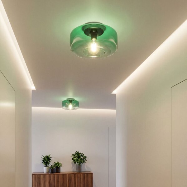 Petite Lampe de plafonnier Vert rond Ø 35 cm E27 anti-éblouissement
