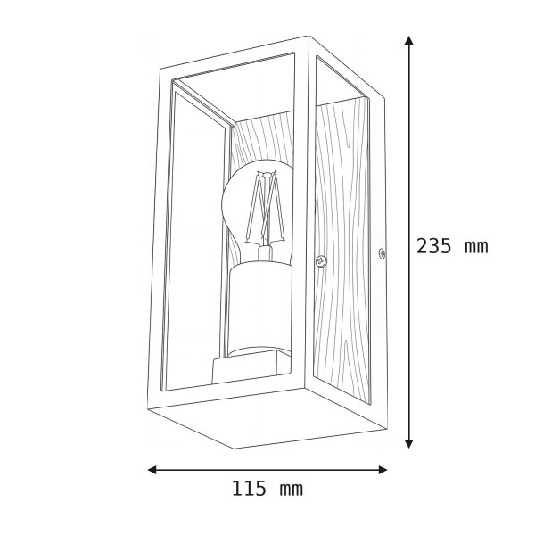 Lampe dextérieur Vintage Noir Bois L:11,5 cm IP44 E27