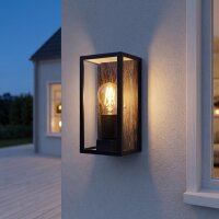 Lampe dextérieur Vintage Noir Bois L:11,5 cm IP44 E27