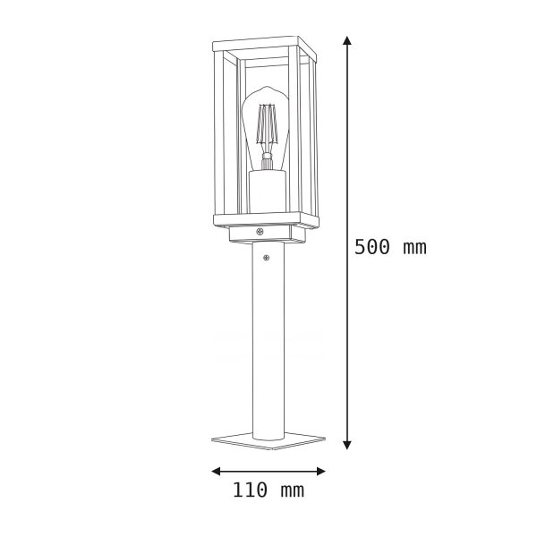 Lampe de socle Vintage aluminium en zinc IP44 E27 50 cm