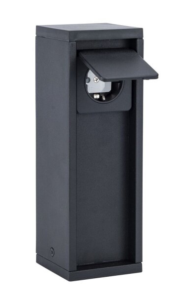 Colonne de prises Noir 24 cm max 3500 W IP54 Aluminium
