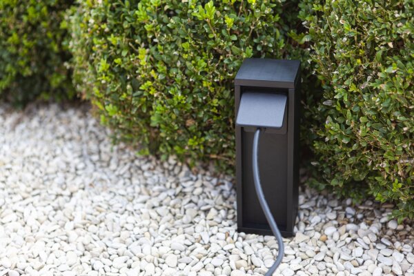 Colonne de prises Noir 24 cm max 3500 W IP54 Aluminium