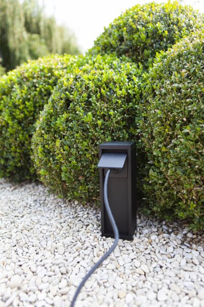Colonne de prises Noir 24 cm max 3500 W IP54 Aluminium