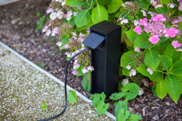 Colonne de prises Noir 24 cm max 3500 W IP54 Aluminium