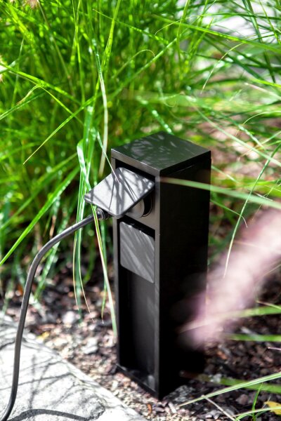 Colonne de prises Noir 31 cm max 3500 W IP54 Aluminium