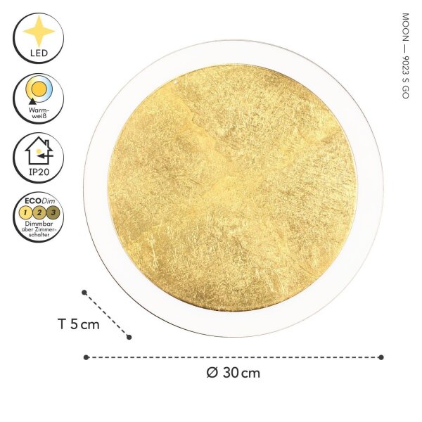 Applique LED or noir ronde Ø30 cm 3500 K dimmable